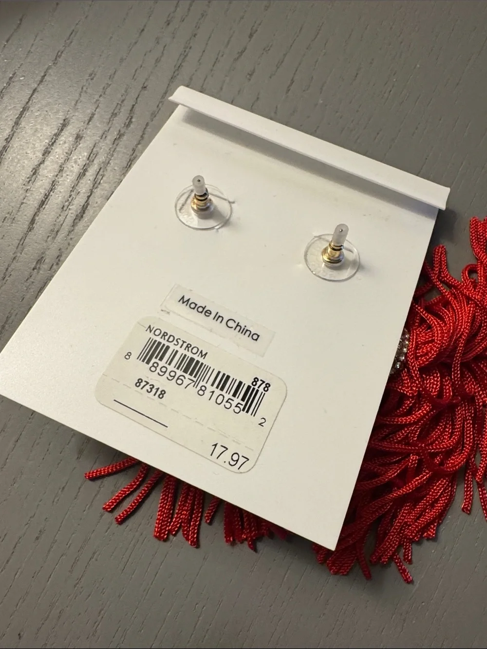 BaubleBar Red Tassel Earrings with Pave Crystal Drops